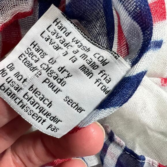 Joy Susan Scarf Nautical Anchor Viscose Rectangular Shawl Red White Blue Beach - Picture 4 of 6